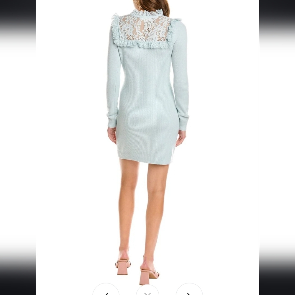LoveShackFancy Bellini Elegant Lace-Trimmed Dress in Light Blue Size: Medium - Picture 2 of 7